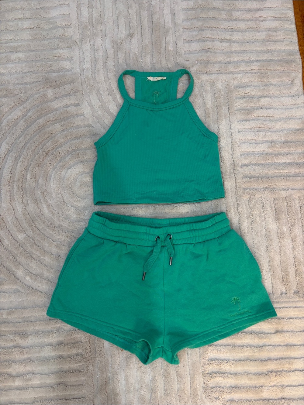 Ron Jon Surf Shop Lounge Set Tank with Drawstring Shorts — Teal Green